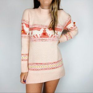 Anthro pink lama oversized mock neck sweater
